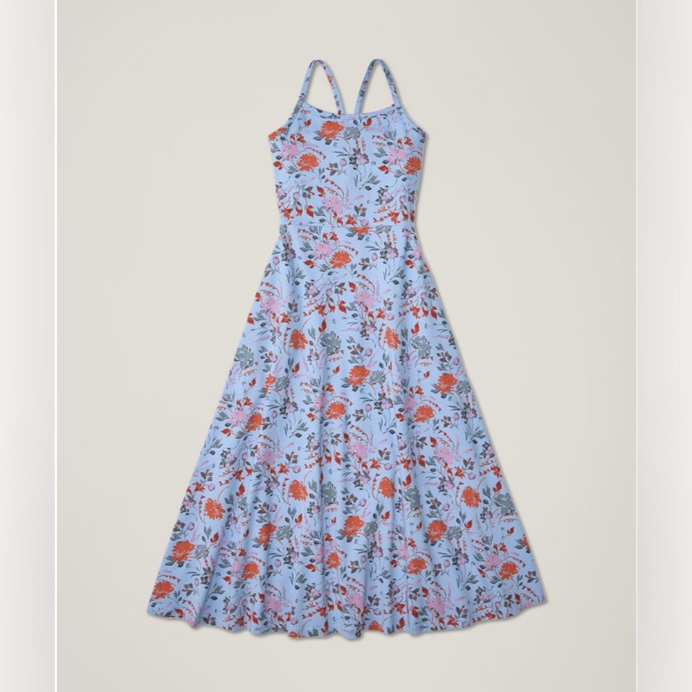 Pact Blue and Red Spaghetti Strap Sundress